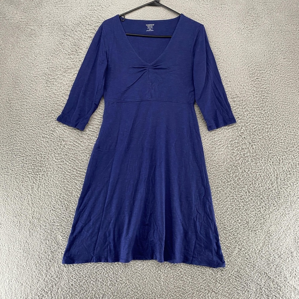 Toad&Co Dress Womens Medium V Neck A Line Babydoll Empire Granola Knit Rosalinda